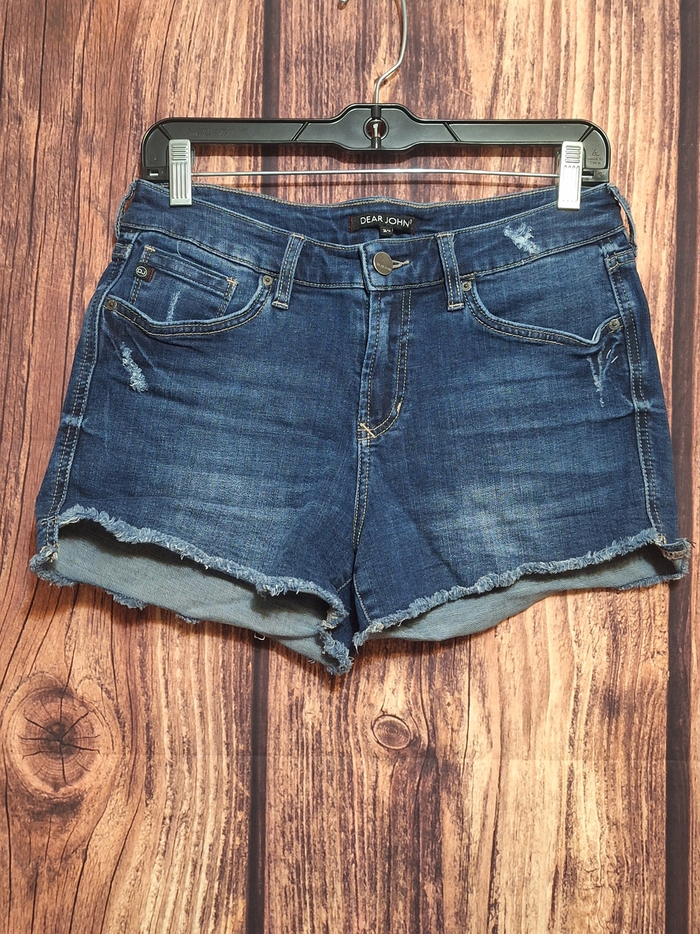 Dear John Distressed Dark Blue Denim Cutoff Shorts Size 27